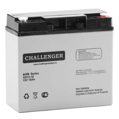 AGM аккумулятор Challenger 12V 18Ah AS12-18