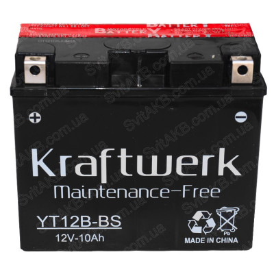 Мотоаккумулятор Kraftwerk 10Ah YT12B-BS