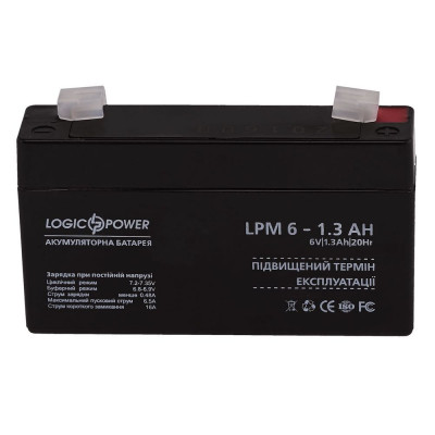 Акумулятор AGM LogicPower 6V 1,3Ah LPM6-1,3