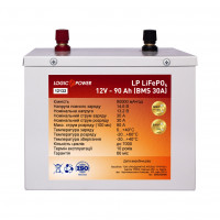 Літієвий акумулятор LogicPower 12V 90Ah LiFePO4 LP12132