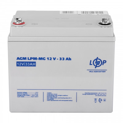 AGM аккумулятор LogicPower 12V 33Ah LPM-MG12-33
