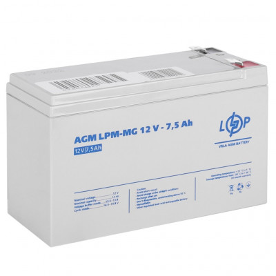 AGM акумулятор LogicPower 12V 7,5Ah LPM-MG12-7,5
