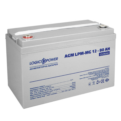 AGM аккумулятор LogicPower 12V 80Ah LPM-MG12-80