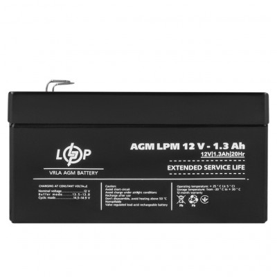 AGM акумулятор LogicPower 12V 1,3Ah LPM12-1,3