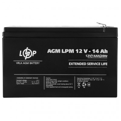 AGM акумулятор LogicPower 12V 14Ah LPM12-14