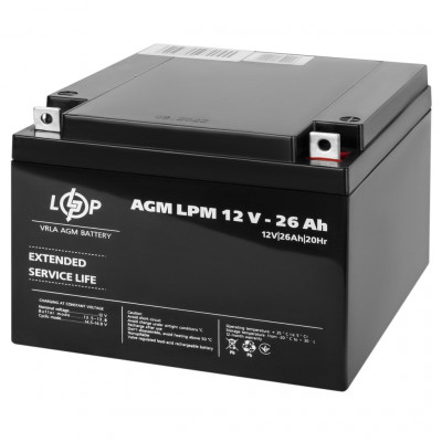 AGM аккумулятор LogicPower 12V 26Ah LPM12-26