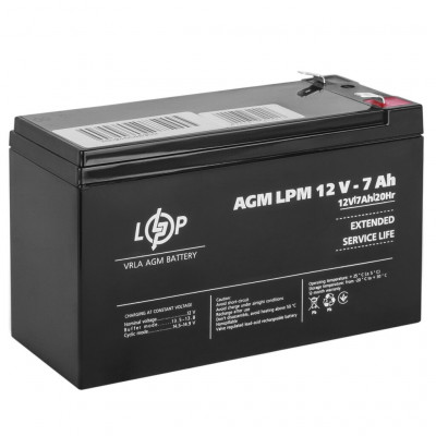AGM акумулятор LogicPower 12V 7Ah LPM12-7