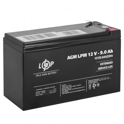 AGM акумулятор LogicPower 12V 9Ah LPM12-9