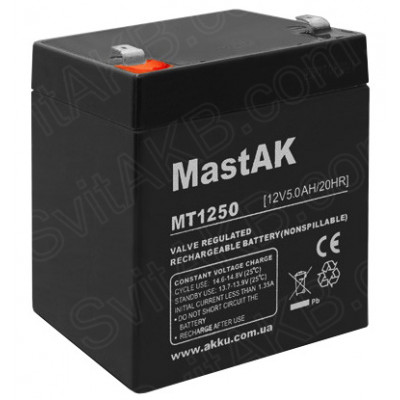 AGM аккумулятор MastAK 12V 5Ah MT1250
