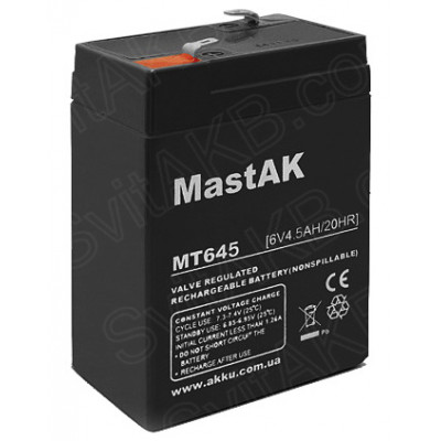 AGM акумулятор MastAK 6V 4,5Ah MT645