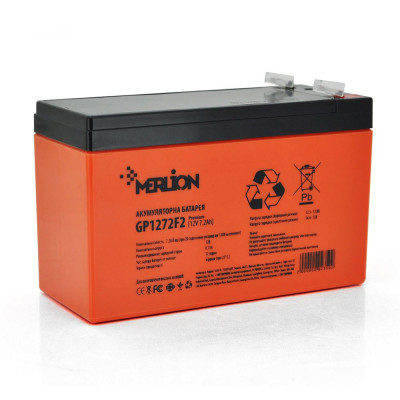 AGM аккумулятор Merlion 12V 7,2Ah GP1272F2 Premium