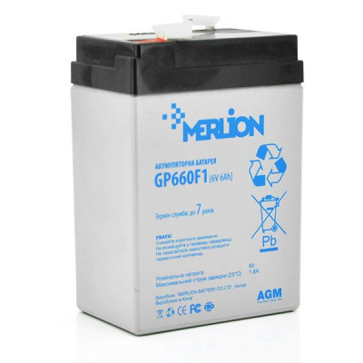 AGM аккумулятор Merlion 6V 6Ah GP660F1