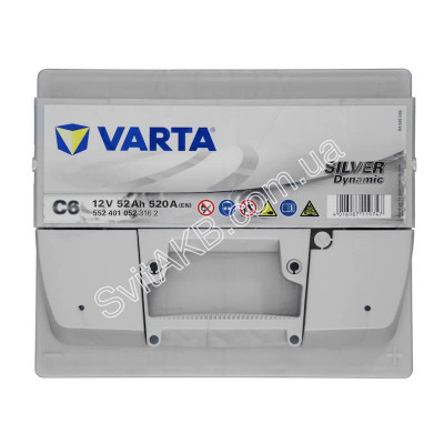 Авто акумулятор Varta 52Ah 520A Silver Dynamic C6