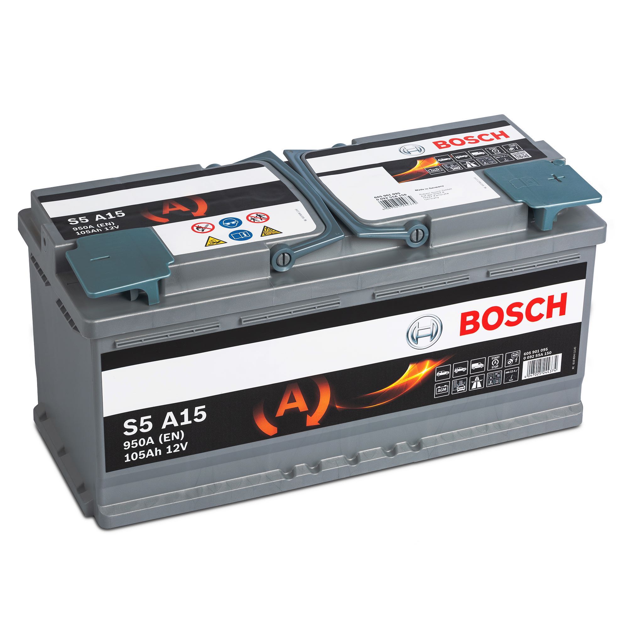 0092S5A150 аккумулятор (АКБ) BOSCH - c системой Start-Stop; AGM / Аh105/ А 950/ "- +"/392х175х190