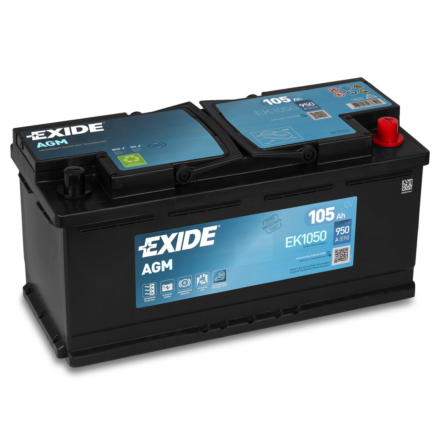 Аккумулятор Exide 105Ah 950A Start-Stop AGM EK1050 купить | Низкая цена