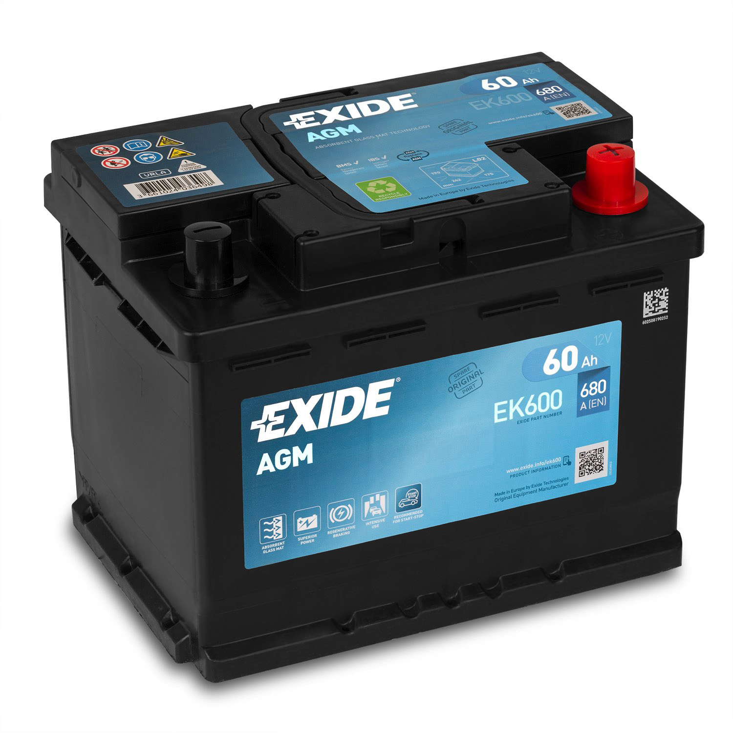 Аккумулятор Exide 60Ah 680A Start-Stop AGM EK600 купить | Низкая цена